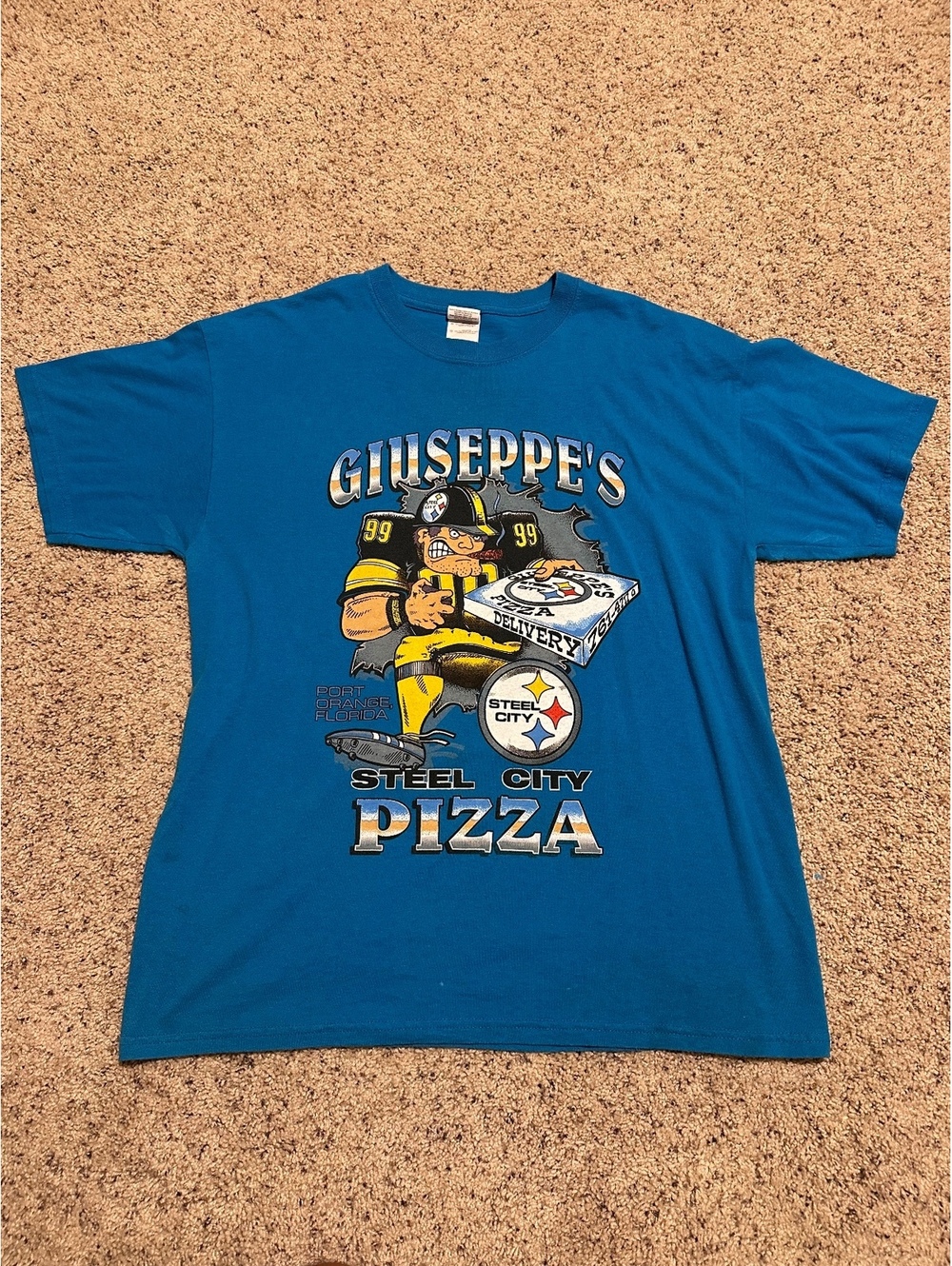 Giuseppe's Steel City Pizza Graphic T-Shirt Large Blue